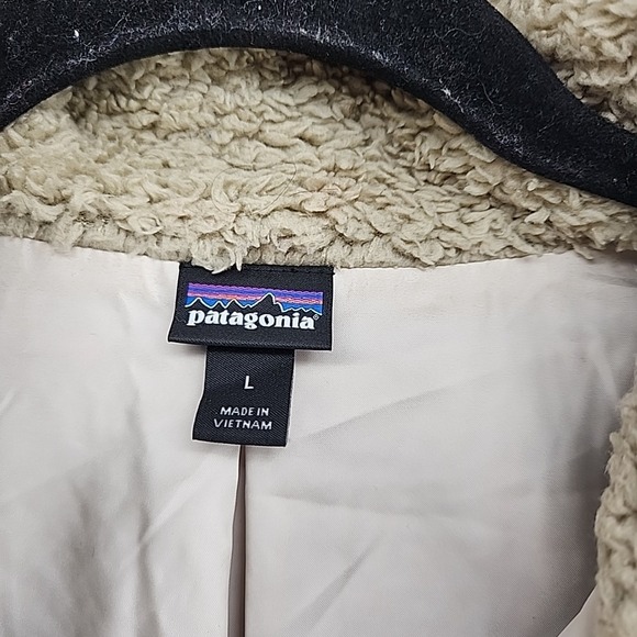 Patagonia Vest Womens Large Tan Fleece Full Zip Sherpa Outdoor Hiking Hike - Picture 4 of 5